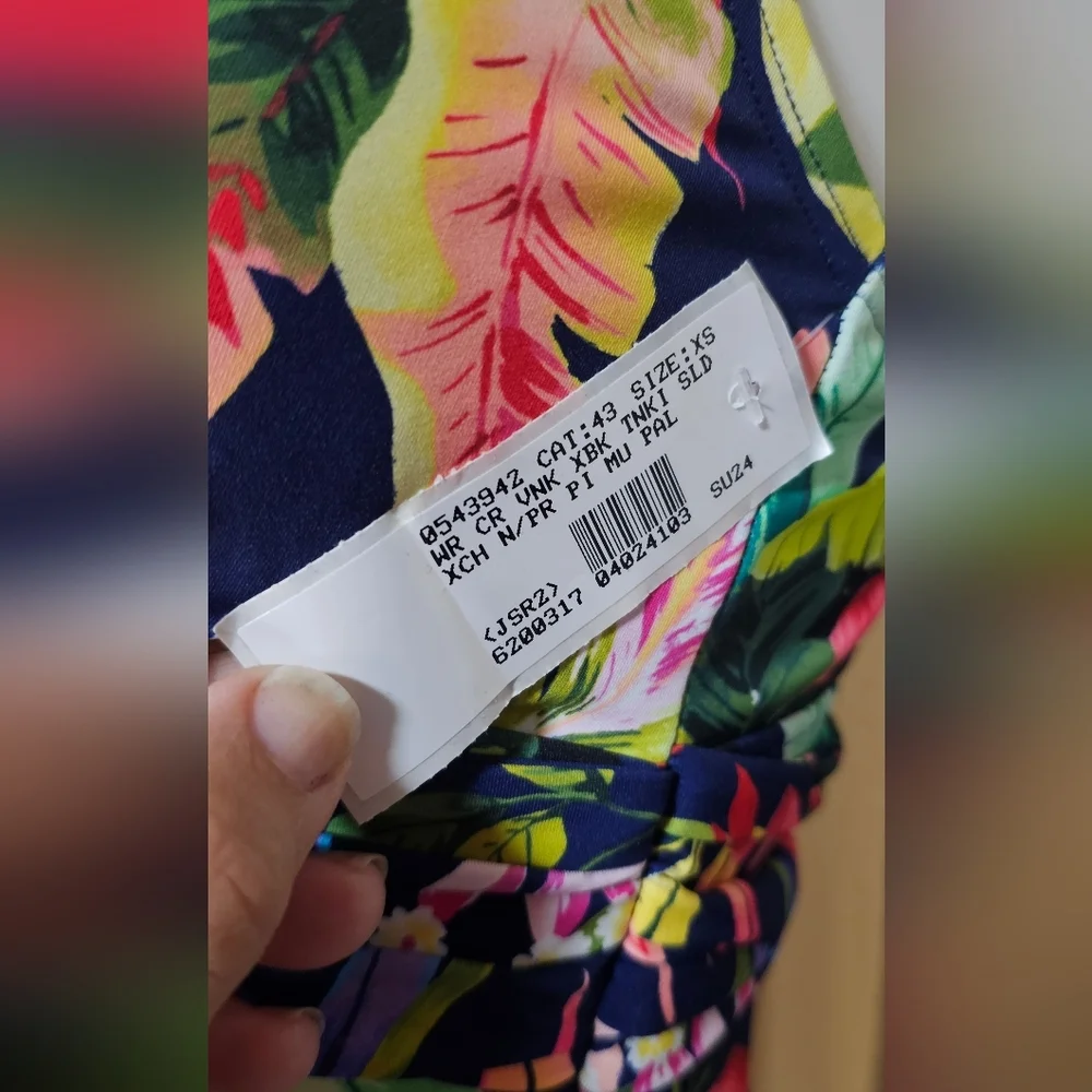 Lands' End Tankini Top Bright Floral Print Women's Swim NWT Size XS